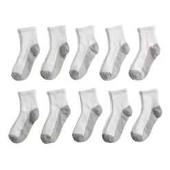 Boys' Tek Gear® 10-Pack Lightweight Quarter-Crew Performance Socks