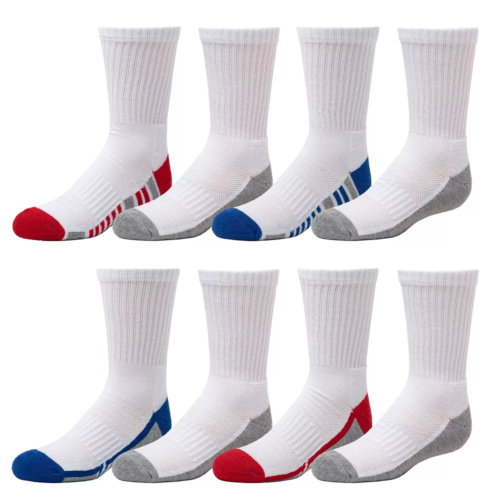 Boys Tek Gear® Cushioned 8-pack Performance Crew Socks 4 Boys Tek Gear® Cushioned 8-pack Performance Crew Socks - Image 2