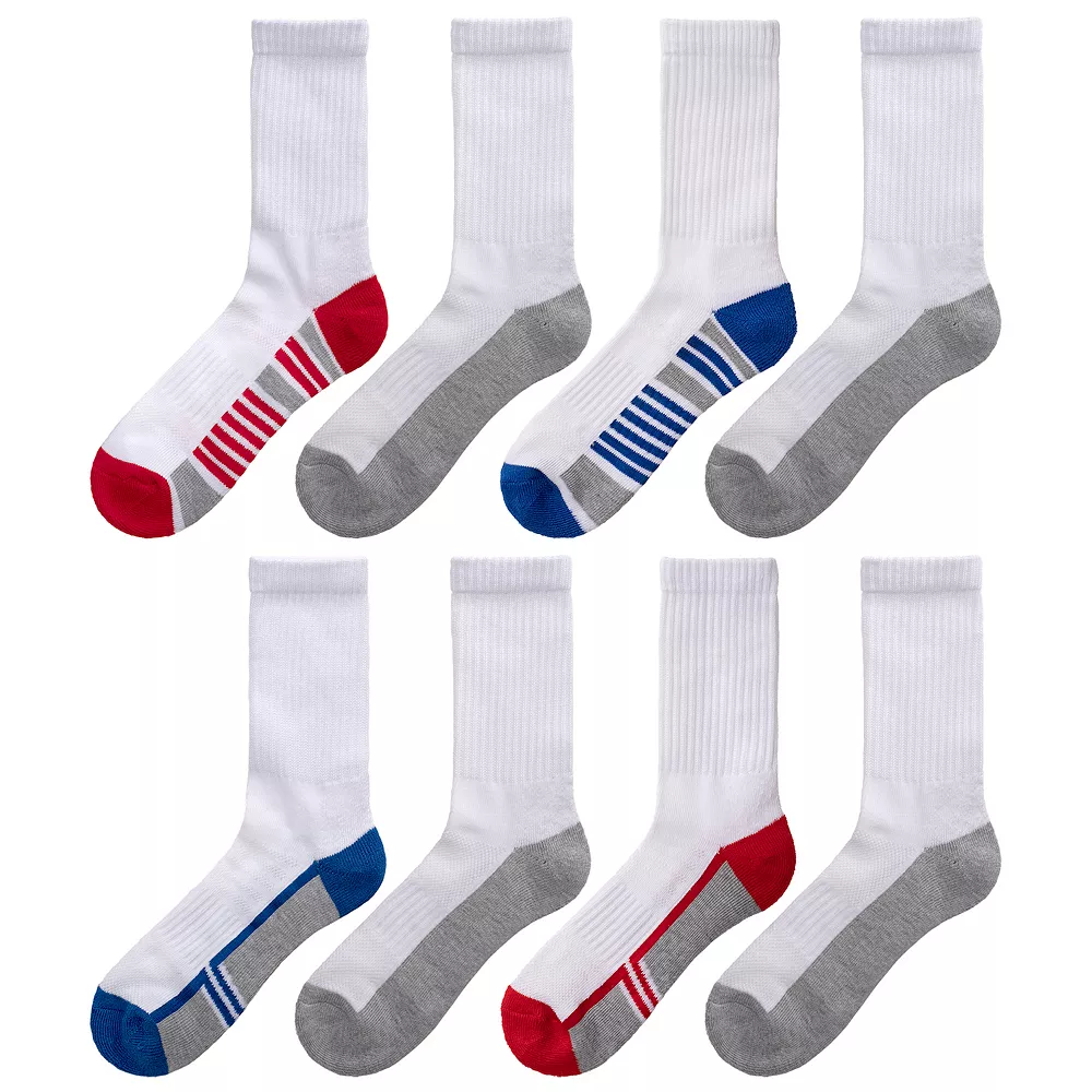 Boys Tek Gear® Cushioned 8-pack Performance Crew Socks 3 Boys Tek Gear® Cushioned 8-pack Performance Crew Socks